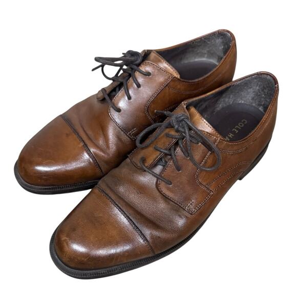COLE HAAN Brown Cap Top Oxford Leather Dress Shoes SZ 8.5 main image 5